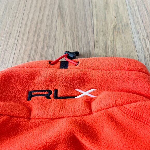 RLX Ralph Lauren Mens Sz Medium Fleece Full-Zip Vest Neon Orange Black - Picture 7 of 13